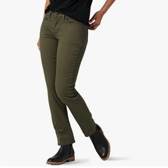 Lee Olive Green relaxed fit mid rise Straight leg Jeans - Picture 3 of 7
